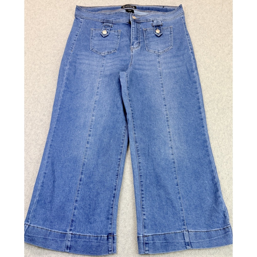 Nanette Lepore Womens Jolie Super Hi Rise Wide Leg Jeans Blue Denim 12P